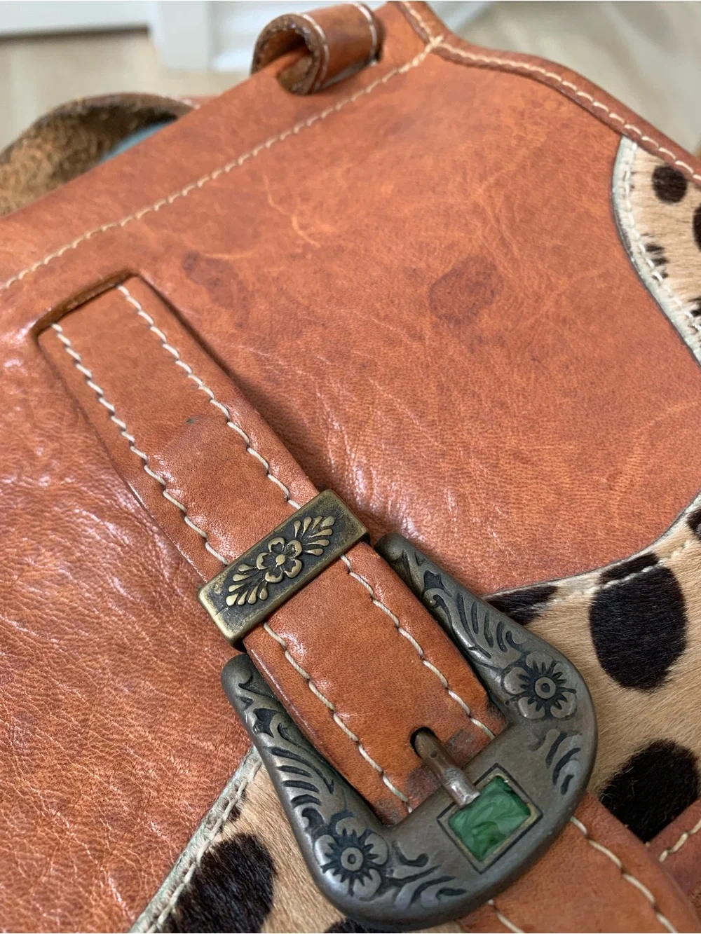 Bloomingdale's Vintage Leather Crossbody with Leopard Haircalf Accent